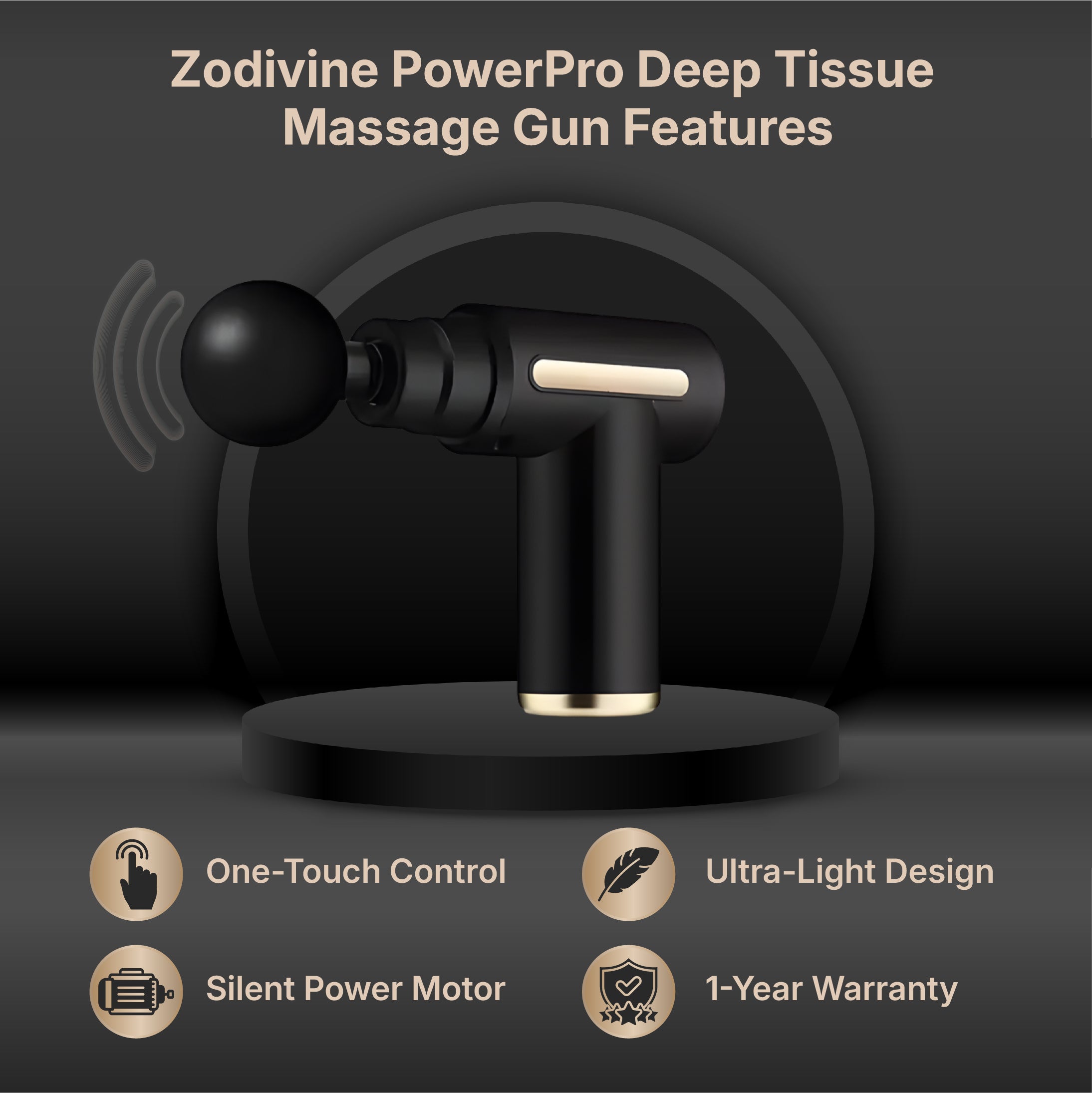 Zodivine PowerPro Massage Gun (Black Edition)