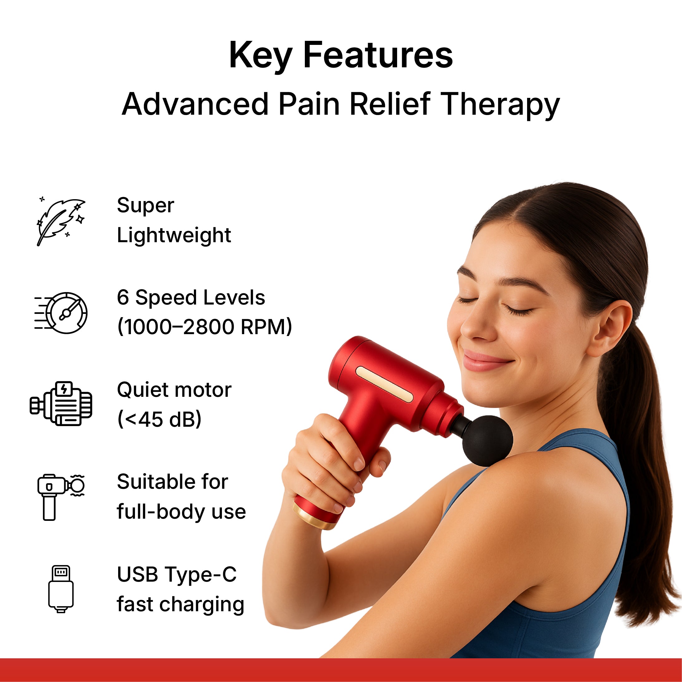 Zodivine  PowerPro  Massage  Gun  (Red Edition)